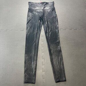 Spanx Faux Leather Leggings Black Shiny Stretch Pull-On High Waist Women M